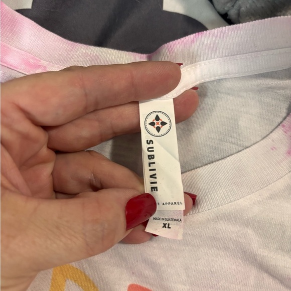 Pink and White Tie-Dye Short Sleeve Tee - Picture 3 of 3